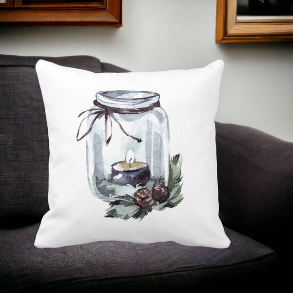 Perna Decorativa cu tematica de Craciun, 13, 40x40 cm, Alba, Mata, Husa Detasabila, Burduf 14 Alba
