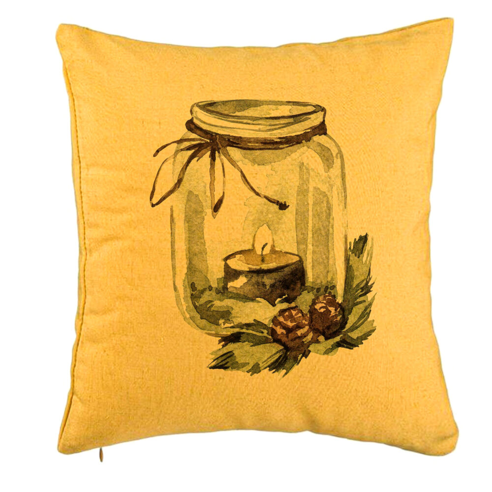 Perna Decorativa cu tematica de Craciun, 13, 40x40 cm, Galben, Husa Detasabila, Burduf 5 Perna Decorativa cu tematica de Craciun