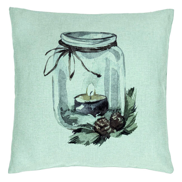 Perna Decorativa cu tematica de Craciun, 13, 40x40 cm, Verde Menta, Husa Detasabila, Burduf 15 Perna Decorativa cu tematica de Craciun