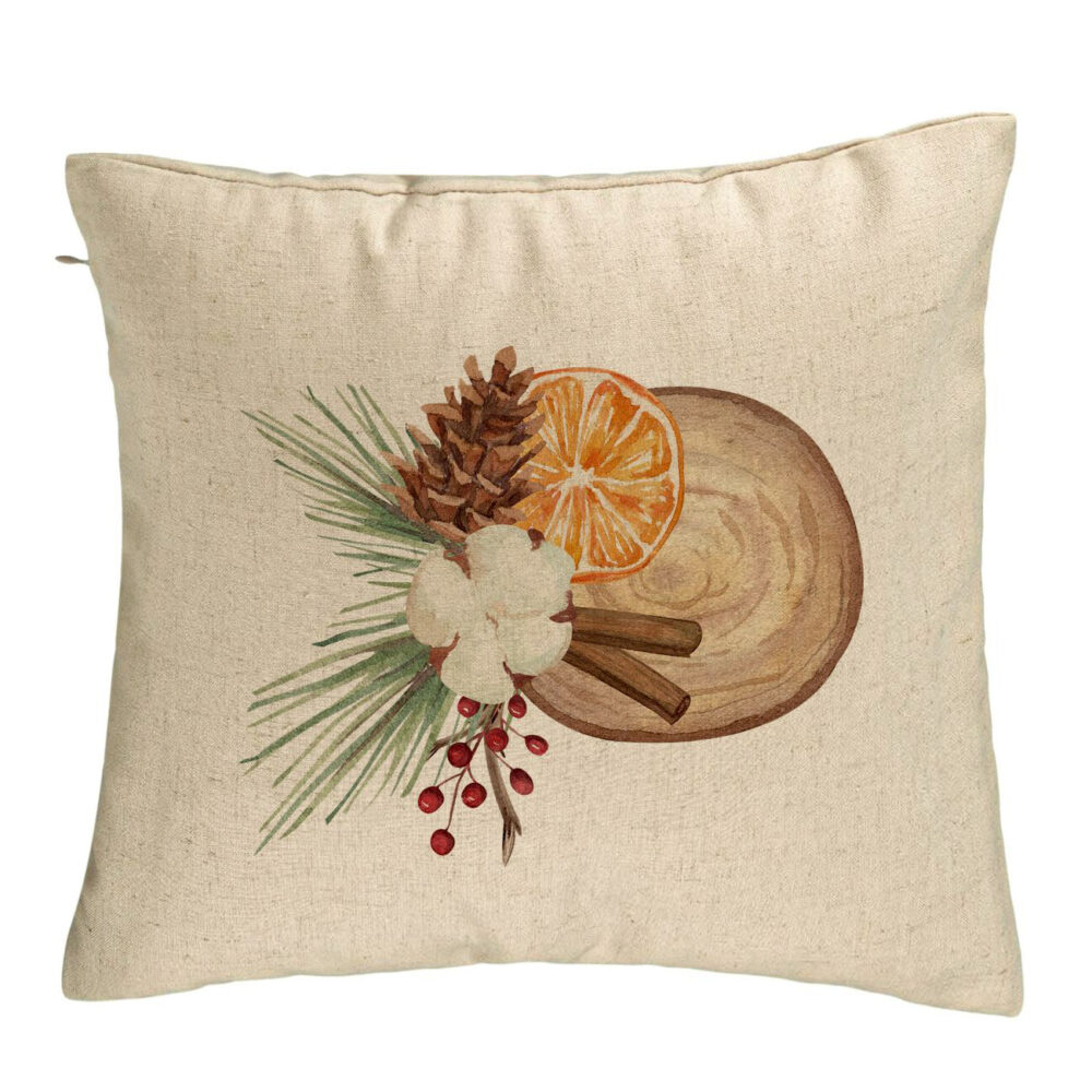 Perna Decorativa cu tematica de Craciun, 14, 40x40 cm, Bej, Husa Detasabila, Burduf 5 Perna Decorativa cu tematica de Craciun