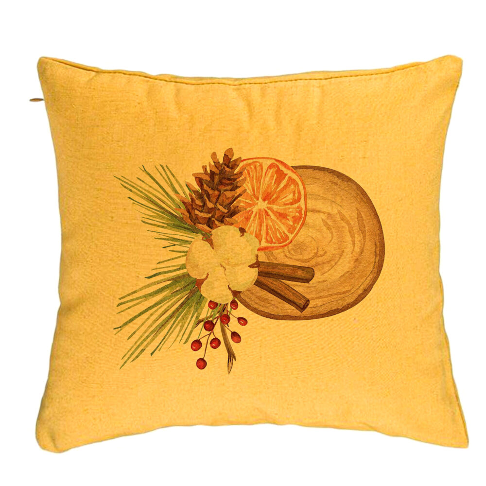Perna Decorativa cu tematica de Craciun, 14, 40x40 cm, Galben, Husa Detasabila, Burduf 5 Perna Decorativa cu tematica de Craciun