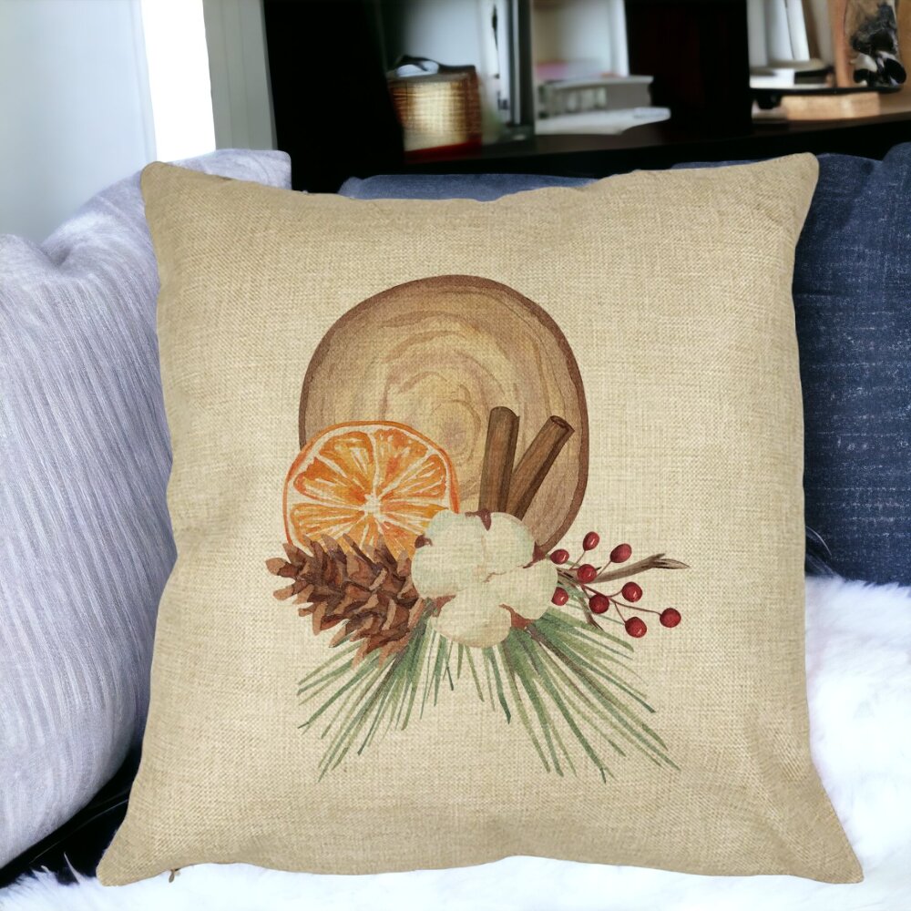 Perna Decorativa cu tematica de Craciun, 14, 40x40 cm, Husa Detasabila, Burduf 14 Burduf