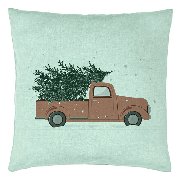 Perna Decorativa cu tematica de Craciun, 15, 40x40 cm, Verde Menta, Husa Detasabila, Burduf 15 Perna Decorativa cu tematica de Craciun