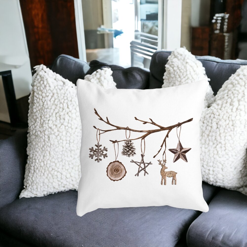 Perna Decorativa cu tematica de Craciun, 16, 40x40 cm, Alba, Mata, Husa Detasabila, Burduf 13 40x40 cm