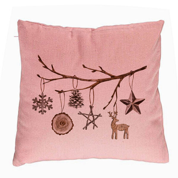 Perna Decorativa cu tematica de Craciun, 16, 40x40 cm, Roz, Husa Detasabila, Burduf 5 Perna Decorativa cu tematica de Craciun
