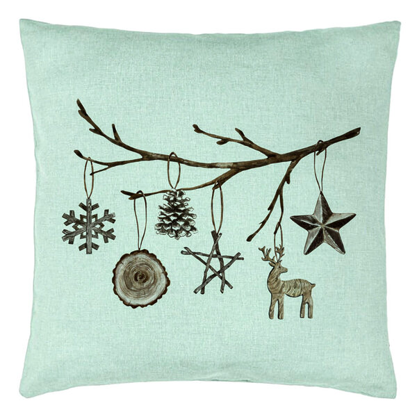 Perna Decorativa cu tematica de Craciun, 16, 40x40 cm, Verde Menta, Husa Detasabila, Burduf 15 Perna Decorativa cu tematica de Craciun