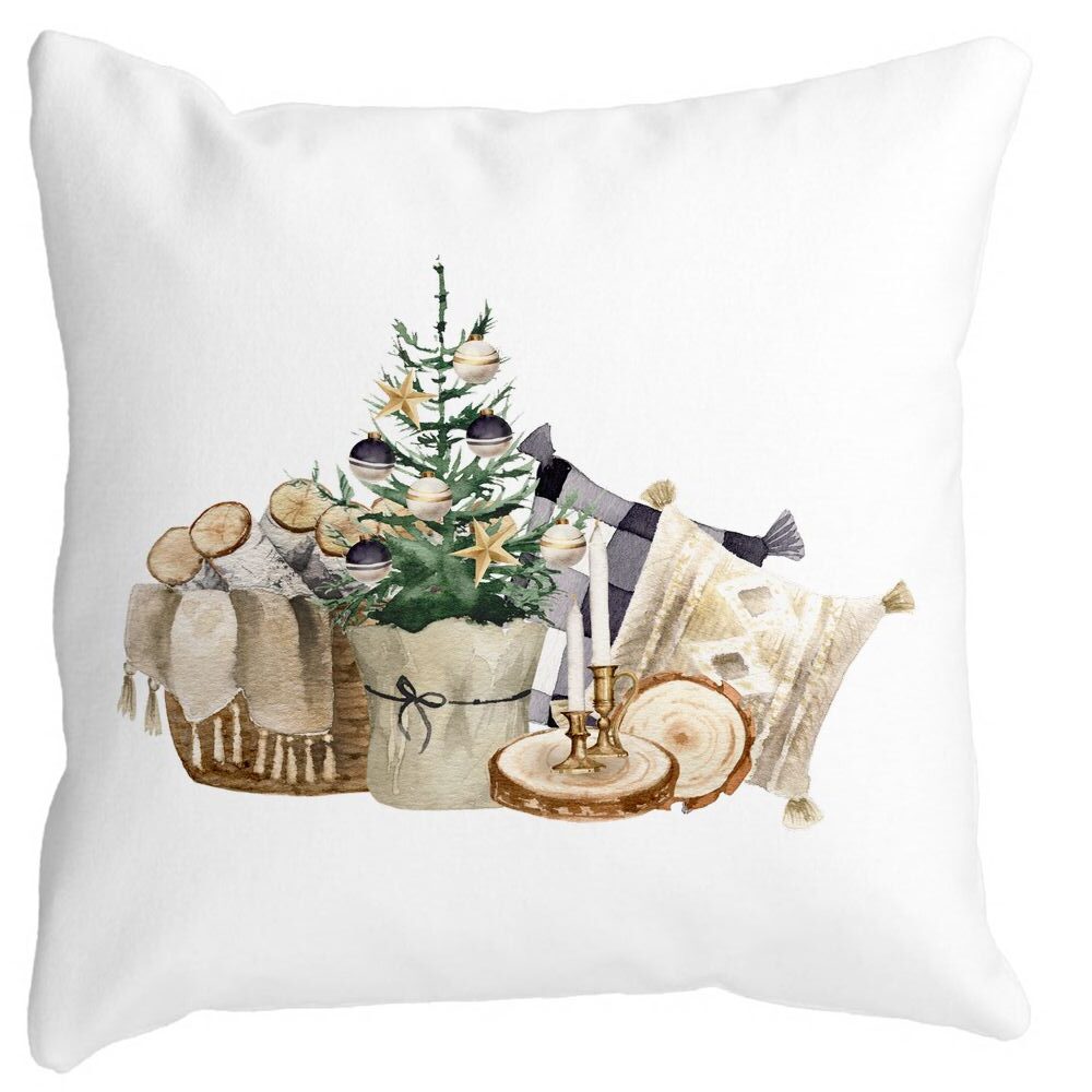 Perna Decorativa cu tematica de Craciun, 17, 40x40 cm, Alba, Mata, Husa Detasabila, Burduf 11 Perna Decorativa cu tematica de Craciun