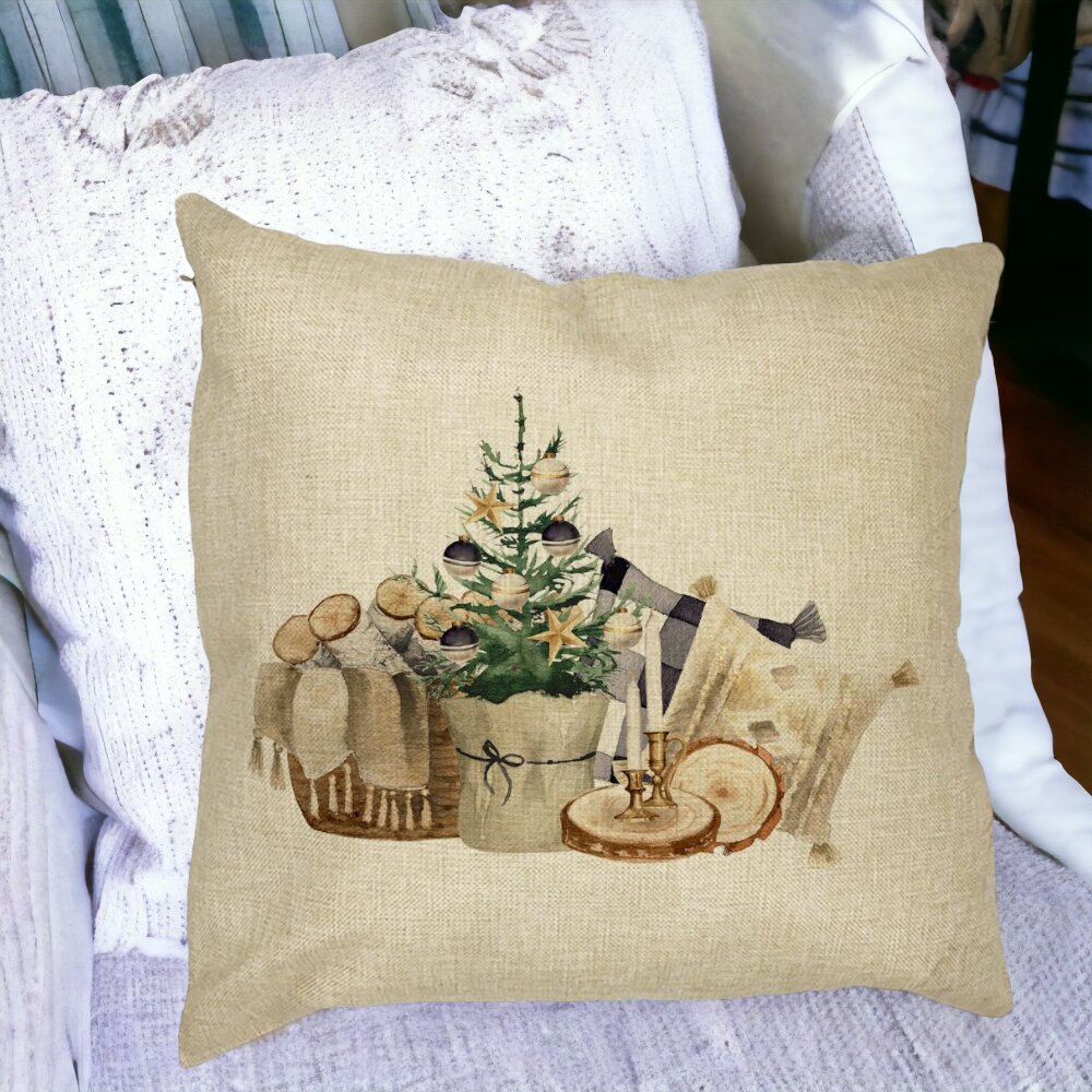 Perna Decorativa cu tematica de Craciun, 17, 40x40 cm, Husa Detasabila, Burduf 15 Burduf