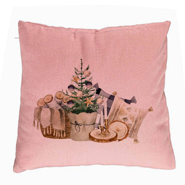 Perna Decorativa cu tematica de Craciun, 17, 40x40 cm, Roz, Husa Detasabila, Burduf 5 Perna Decorativa cu tematica de Craciun