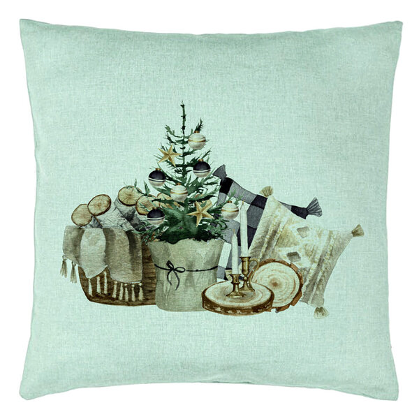 Perna Decorativa cu tematica de Craciun, 17, 40x40 cm, Verde Menta, Husa Detasabila, Burduf 15 Perna Decorativa cu tematica de Craciun