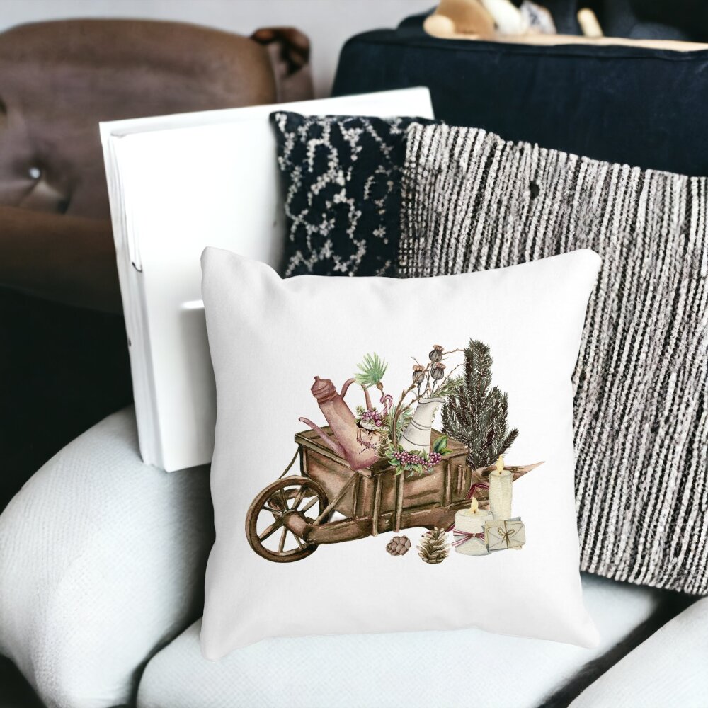 Perna Decorativa cu tematica de Craciun, 18, 40x40 cm, Alba, Mata, Husa Detasabila, Burduf 15 Mata