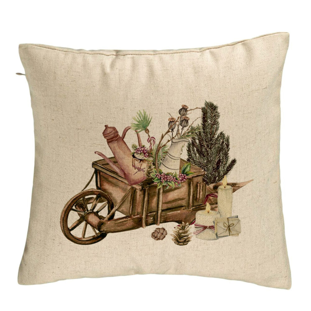 Perna Decorativa cu tematica de Craciun, 18, 40x40 cm, Bej, Husa Detasabila, Burduf 5 Perna Decorativa cu tematica de Craciun