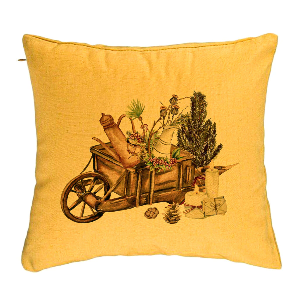 Perna Decorativa cu tematica de Craciun, 18, 40x40 cm, Galben, Husa Detasabila, Burduf 5 Perna Decorativa cu tematica de Craciun