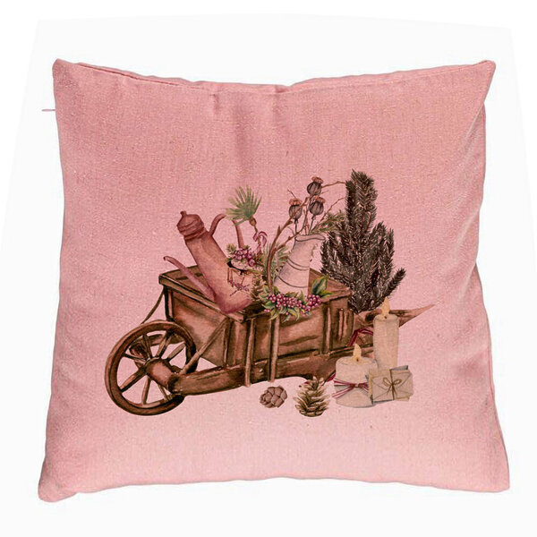 Perna Decorativa cu tematica de Craciun, 18, 40x40 cm, Roz, Husa Detasabila, Burduf 5 Perna Decorativa cu tematica de Craciun