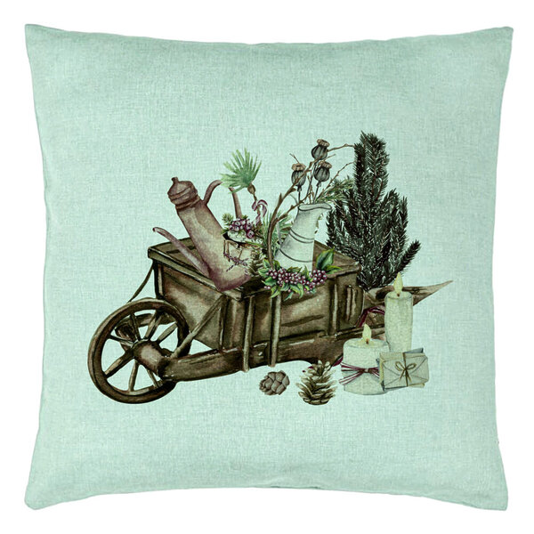 Perna Decorativa cu tematica de Craciun, 18, 40x40 cm, Verde Menta, Husa Detasabila, Burduf 15 Perna Decorativa cu tematica de Craciun