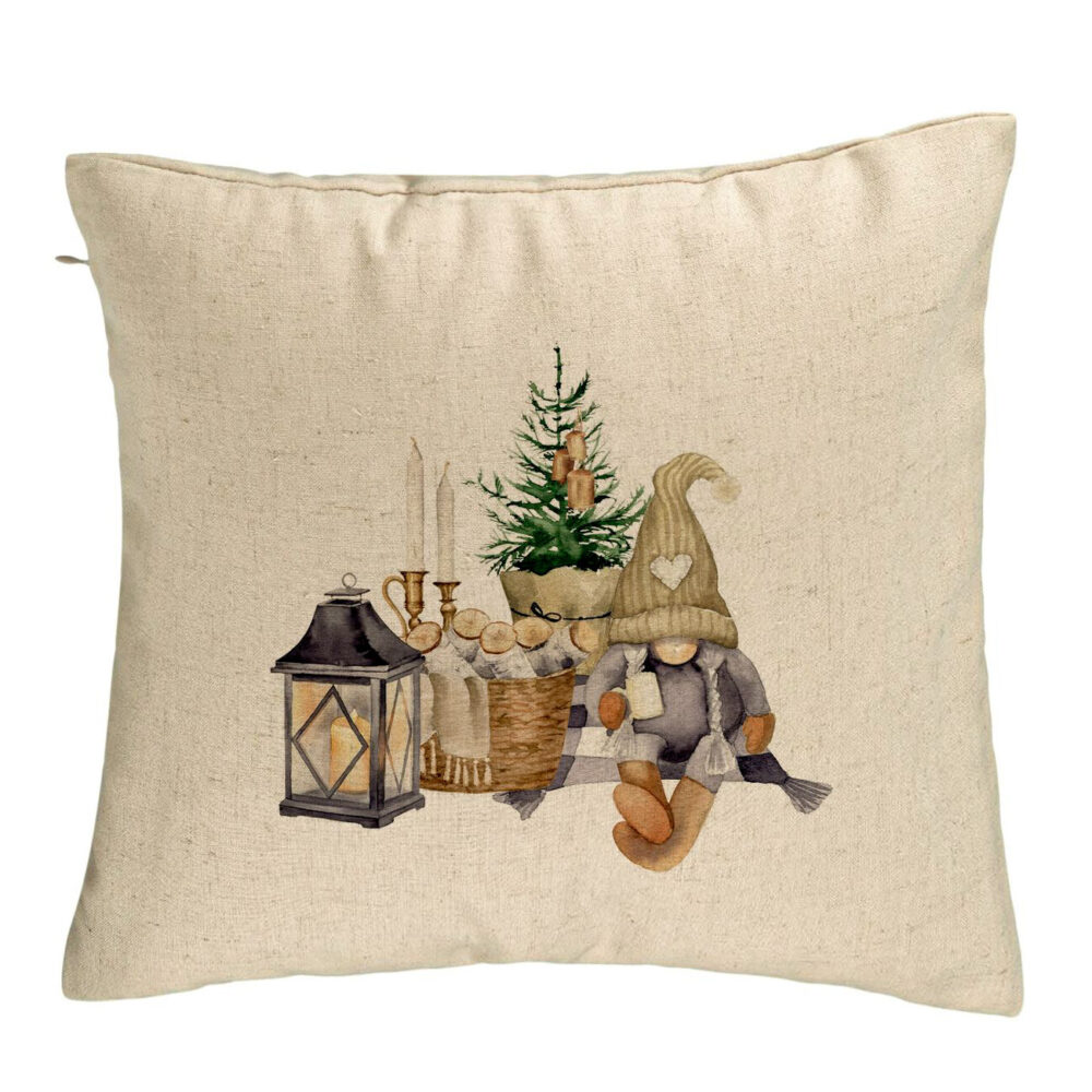 Perna Decorativa cu tematica de Craciun, 19, 40x40 cm, Bej, Husa Detasabila, Burduf 5 Perna Decorativa cu tematica de Craciun