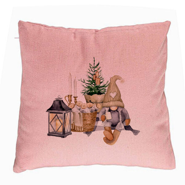 Perna Decorativa cu tematica de Craciun, 19, 40x40 cm, Roz, Husa Detasabila, Burduf 5 Perna Decorativa cu tematica de Craciun