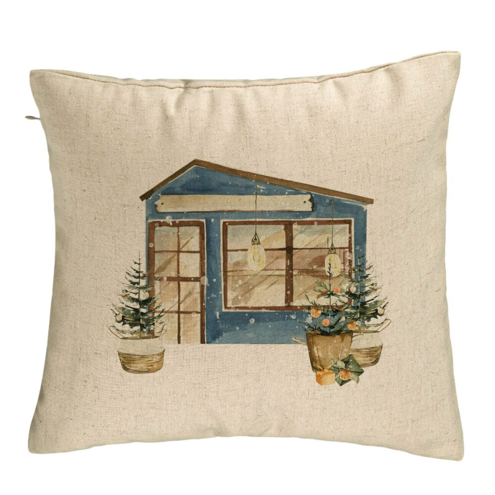 Perna Decorativa cu tematica de Craciun, 2, 40x40 cm, Bej, Husa Detasabila, Burduf 5 Perna Decorativa cu tematica de Craciun