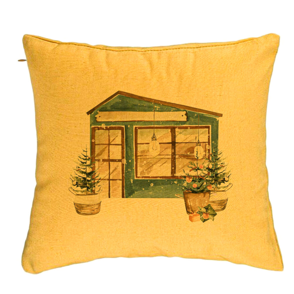 Perna Decorativa cu tematica de Craciun, 2, 40x40 cm, Galben, Husa Detasabila, Burduf 5 Perna Decorativa cu tematica de Craciun