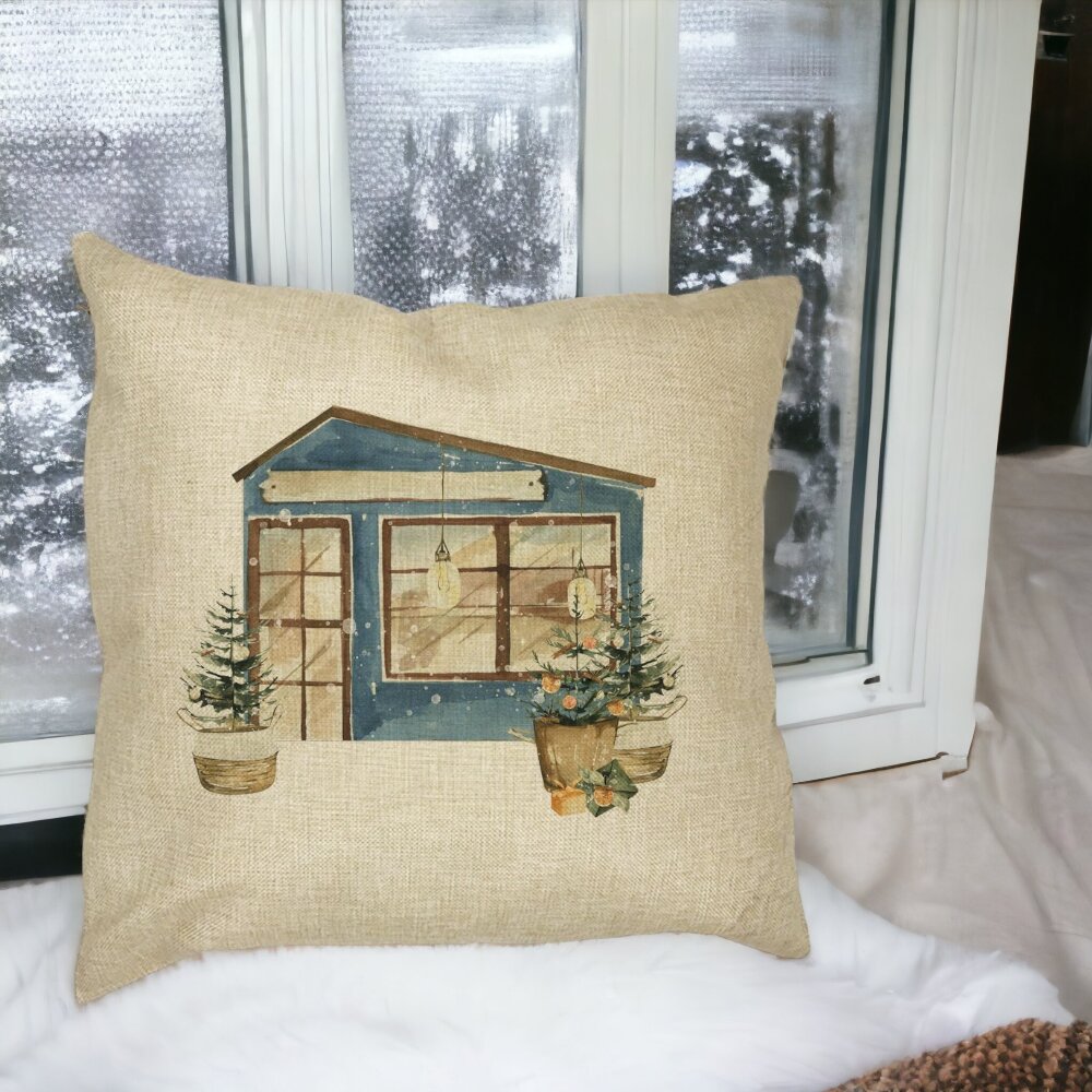Perna Decorativa cu tematica de Craciun, 2, 40x40 cm, Husa Detasabila, Burduf 15 Burduf