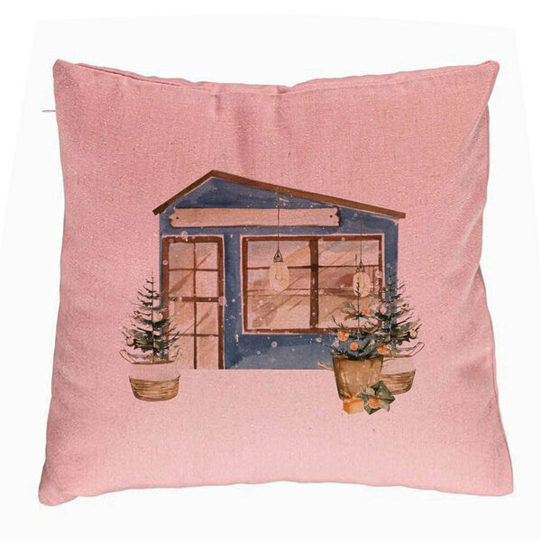 Perna Decorativa cu tematica de Craciun, 2, 40x40 cm, Roz, Husa Detasabila, Burduf 5 Perna Decorativa cu tematica de Craciun
