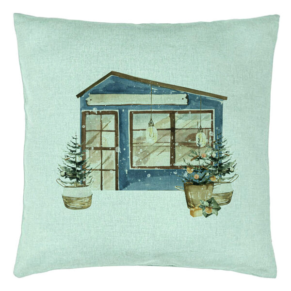 Perna Decorativa cu tematica de Craciun, 2, 40x40 cm, Verde Menta, Husa Detasabila, Burduf 15 Perna Decorativa cu tematica de Craciun