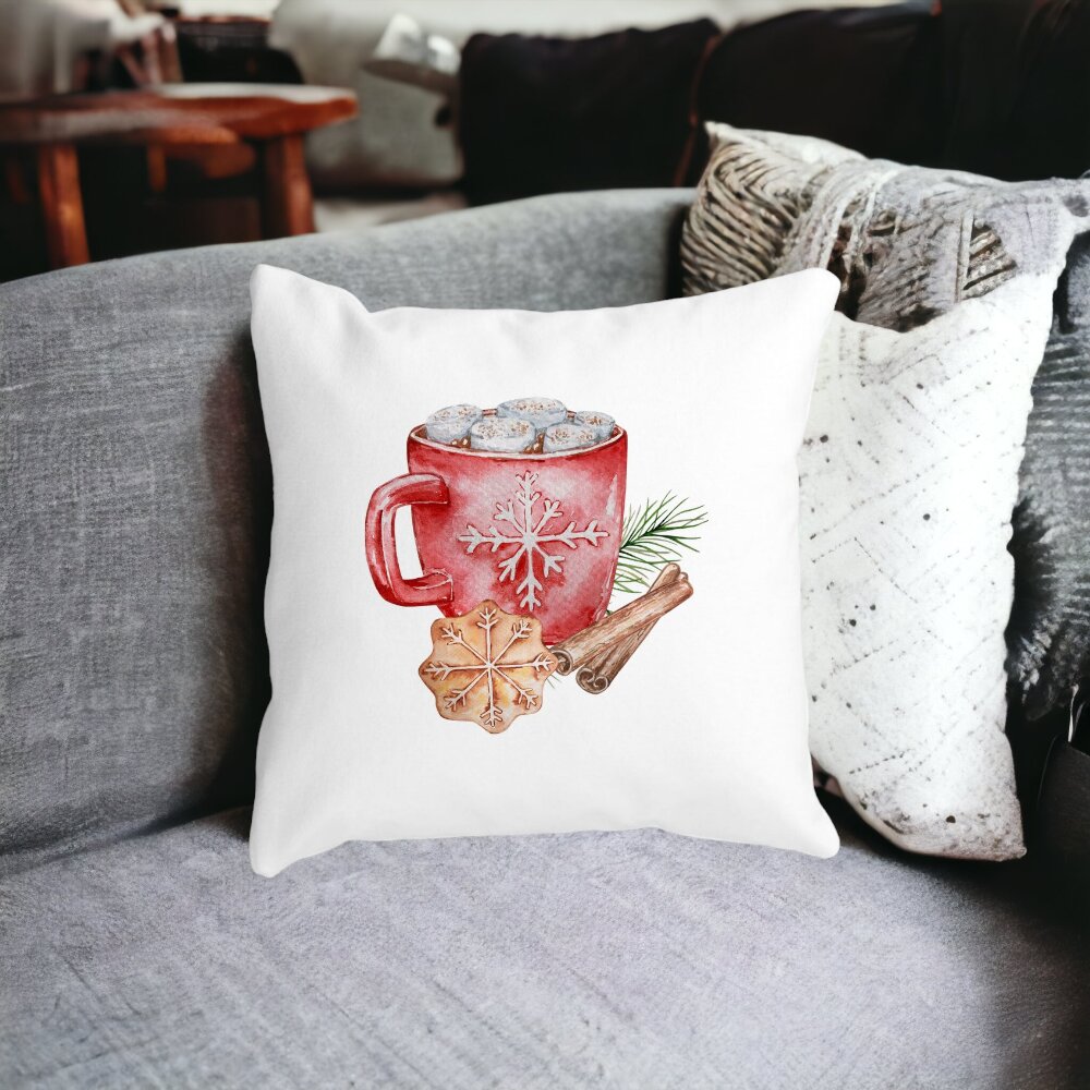 Perna Decorativa cu tematica de Craciun, 20, 40x40 cm, Alba, Mata, Husa Detasabila, Burduf 12 20