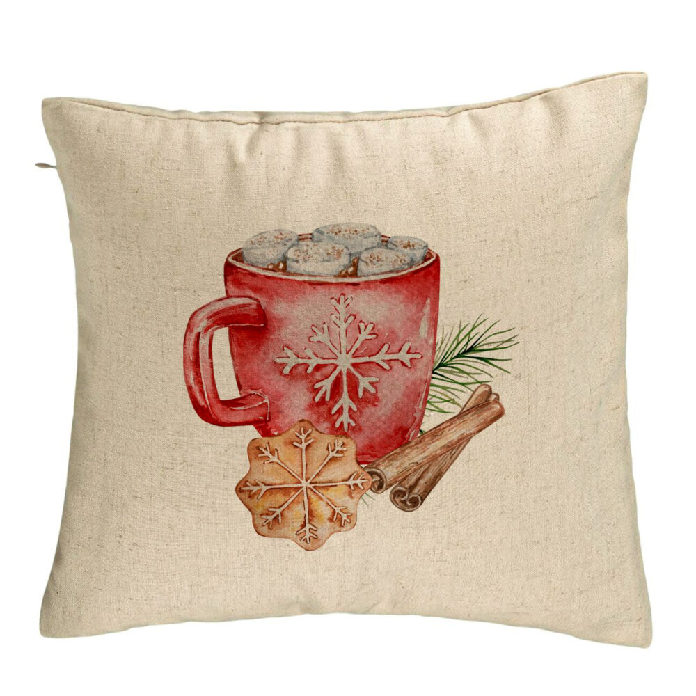Perna Decorativa cu tematica de Craciun, 20, 40x40 cm, Bej, Husa Detasabila, Burduf 5 Perna Decorativa cu tematica de Craciun