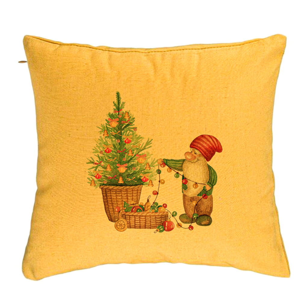 Perna Decorativa cu tematica de Craciun, 20, 40x40 cm, Galben, Husa Detasabila, Burduf 5 Perna Decorativa cu tematica de Craciun
