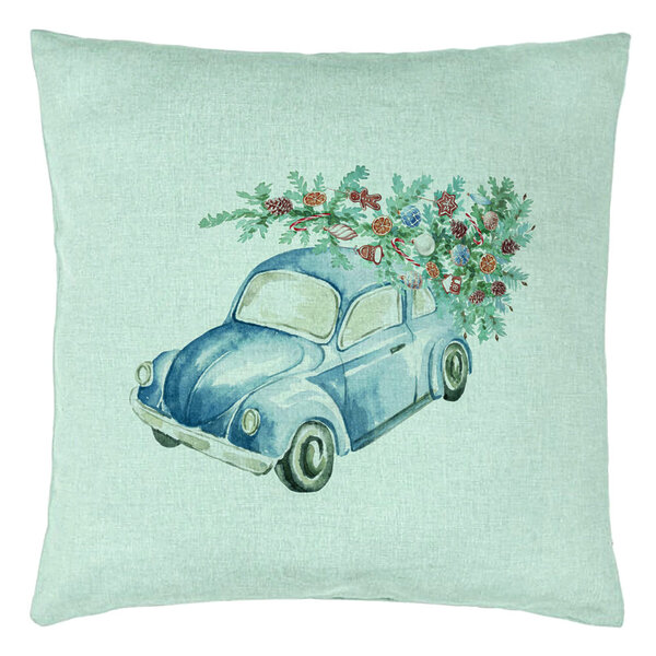 Perna Decorativa cu tematica de Craciun, 21, 40x40 cm, Verde Menta, Husa Detasabila, Burduf 5 Perna Decorativa cu tematica de Craciun