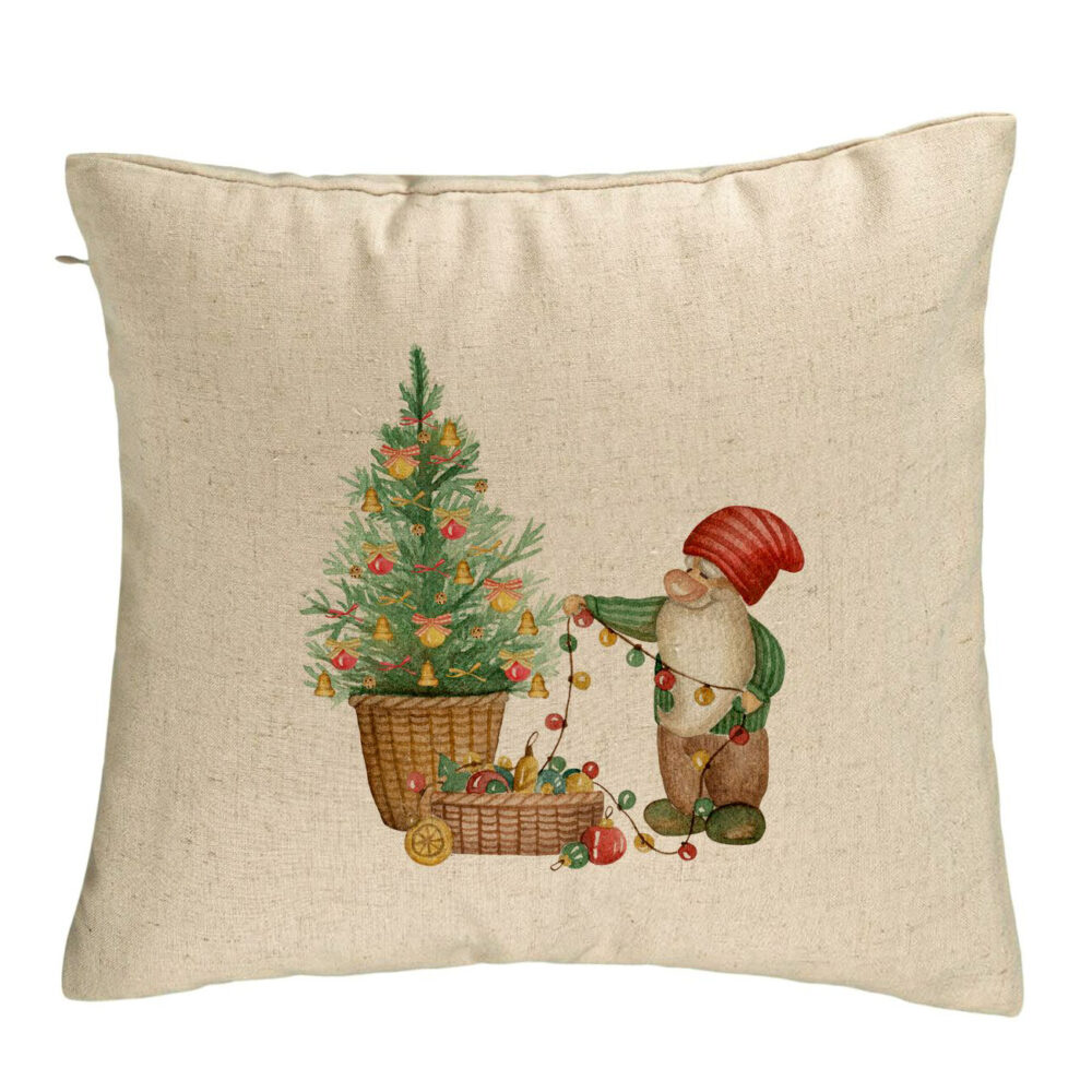Perna Decorativa cu tematica de Craciun, 22, 40x40 cm, Bej, Husa Detasabila, Burduf 5 Perna Decorativa cu tematica de Craciun