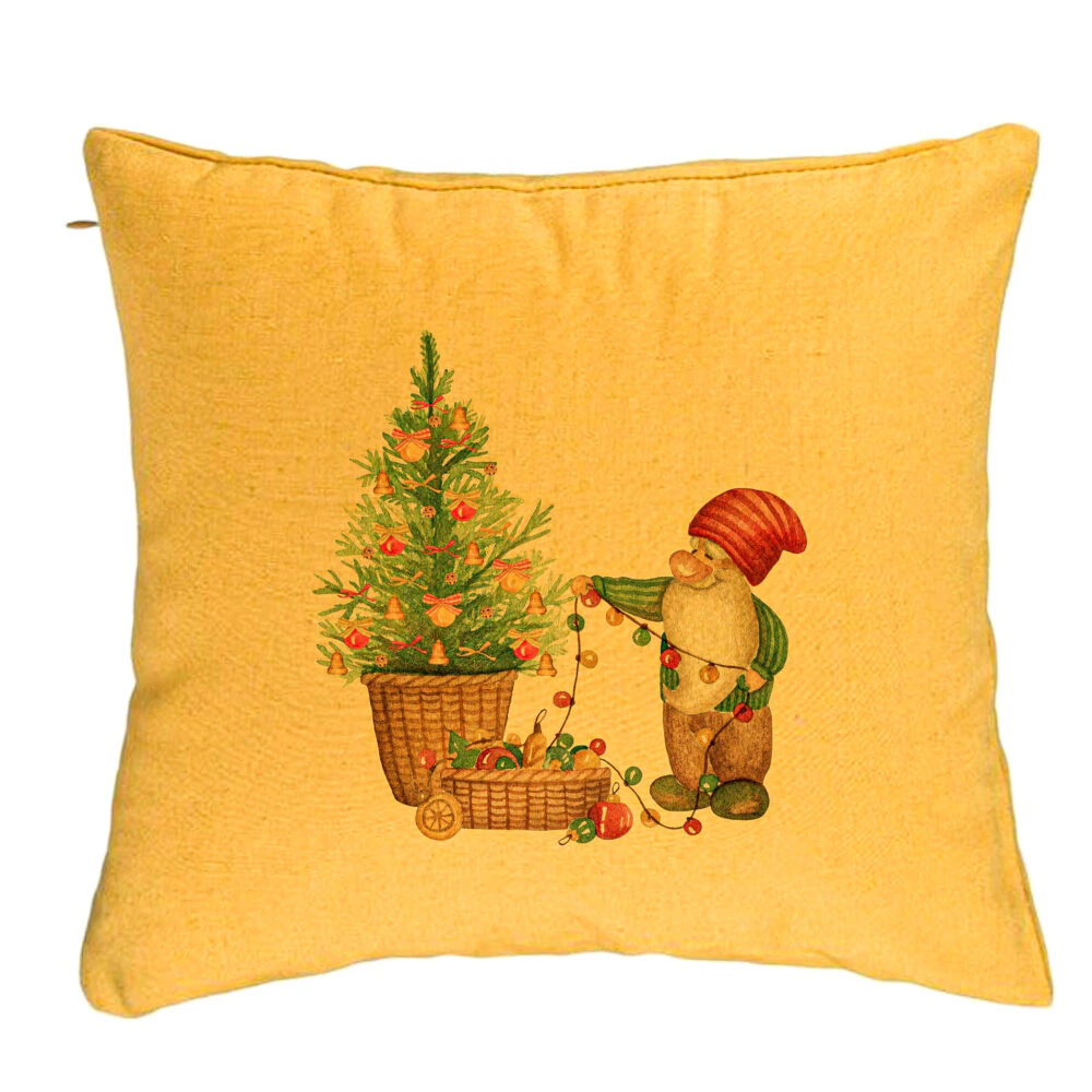 Perna Decorativa cu tematica de Craciun, 22, 40x40 cm, Galben, Husa Detasabila, Burduf 5 Perna Decorativa cu tematica de Craciun