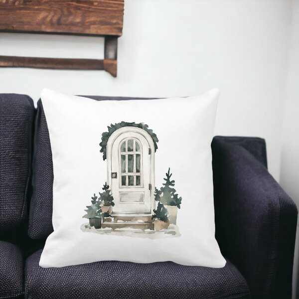 Perna Decorativa cu tematica de Craciun, 3, 40x40 cm, Alba, Mata, Husa Detasabila, Burduf 18 Husa Detasabila