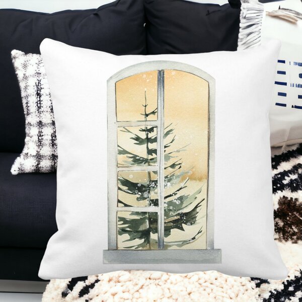 Perna Decorativa cu tematica de Craciun, 5, 40x40 cm, Alba, Mata, Husa Detasabila, Burduf 13 40x40 cm