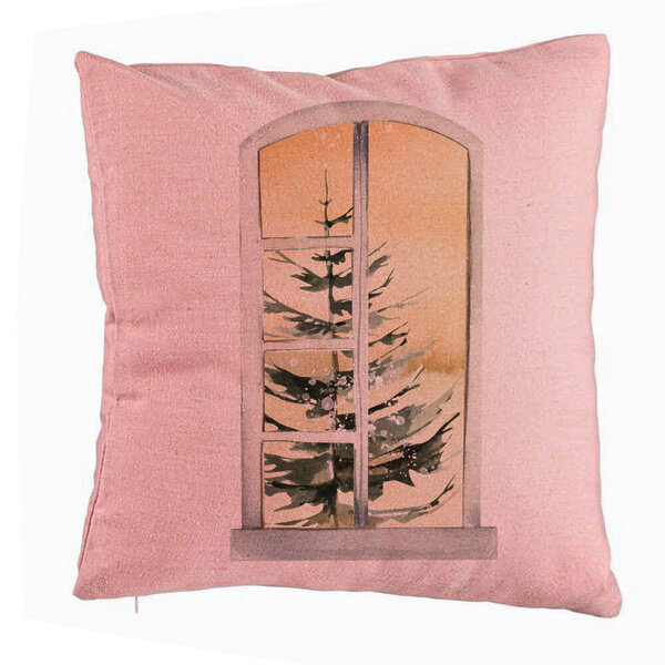 Perna Decorativa cu tematica de Craciun, 5, 40x40 cm, Roz, Husa Detasabila, Burduf 5 Perna Decorativa cu tematica de Craciun