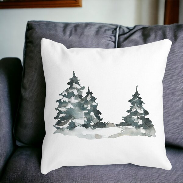 Perna Decorativa cu tematica de Craciun, 7, 40x40 cm, Alba, Mata, Husa Detasabila, Burduf 14 Alba