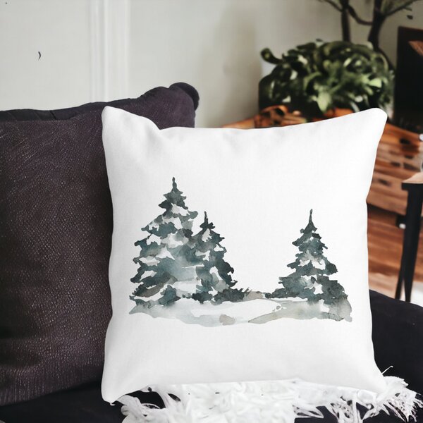 Perna Decorativa cu tematica de Craciun, 7, 40x40 cm, Alba, Mata, Husa Detasabila, Burduf 15 Mata