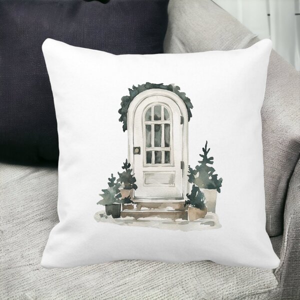 Perna Decorativa cu tematica de Craciun, 8, 40x40 cm, Alba, Mata, Husa Detasabila, Burduf 13 40x40 cm
