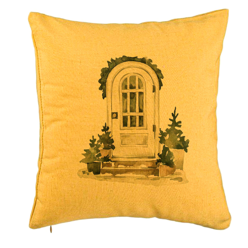 Perna Decorativa cu tematica de Craciun, 8, 40x40 cm, Galben, Husa Detasabila, Burduf 5 Perna Decorativa cu tematica de Craciun