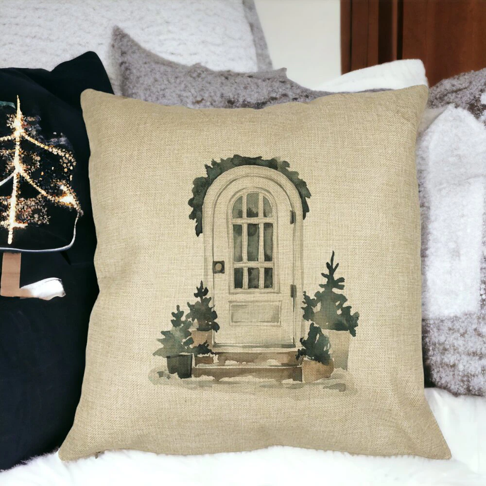 Perna Decorativa cu tematica de Craciun, 8, 40x40 cm, Husa Detasabila, Burduf 15 Burduf