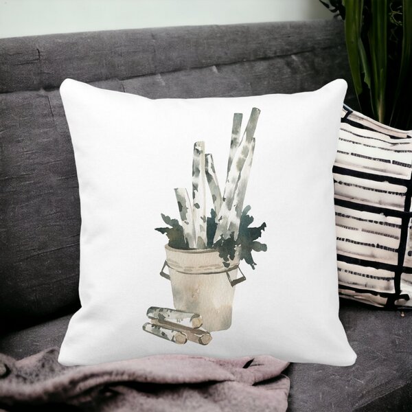 Perna Decorativa cu tematica de Craciun, 9, 40x40 cm, Alba, Mata, Husa Detasabila, Burduf 12 9
