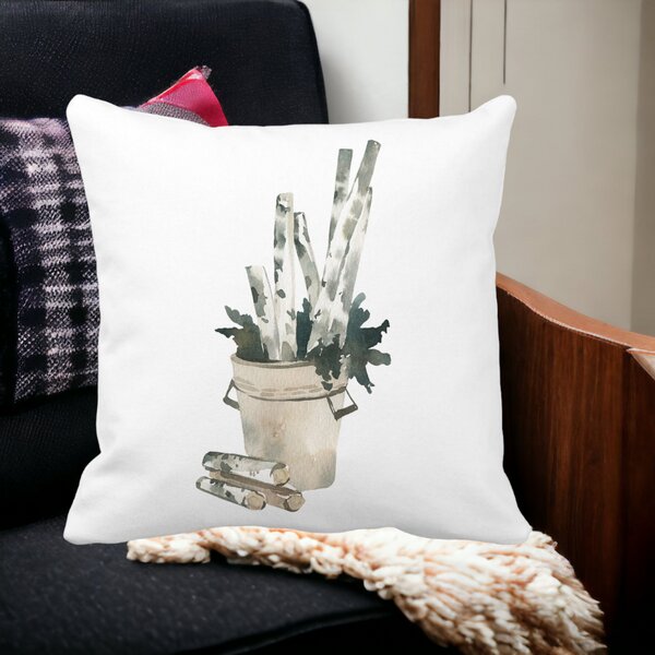 Perna Decorativa cu tematica de Craciun, 9, 40x40 cm, Alba, Mata, Husa Detasabila, Burduf 14 Alba