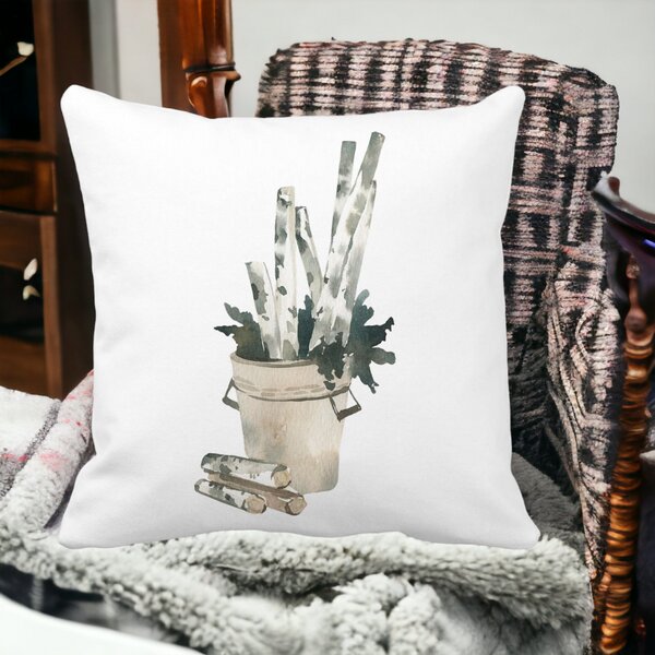 Perna Decorativa cu tematica de Craciun, 9, 40x40 cm, Alba, Mata, Husa Detasabila, Burduf 15 Mata