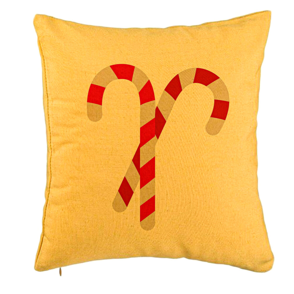 Perna Decorativa cu tematica de Craciun, Acadele, 40x40 cm, Galben, Husa Detasabila, Burduf 5 Perna Decorativa cu tematica de Craciun