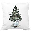 Perna Decorativa cu tematica de Craciun, Brad 1, 40x40 cm, Alba, Mata, Husa Detasabila, Burduf 16 Perna Decorativa cu tematica de Craciun