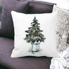 Perna Decorativa cu tematica de Craciun, Brad 1, 40x40 cm, Alba, Mata, Husa Detasabila, Burduf 18 40x40 cm