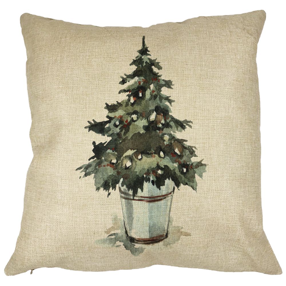 Perna Decorativa cu tematica de Craciun, Brad 1, 40x40 cm, Husa Detasabila, Burduf 13 Perna Decorativa cu tematica de Craciun