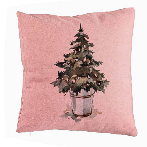 Perna Decorativa cu tematica de Craciun, Brad 1, 40x40 cm, Roz, Husa Detasabila, Burduf 5 Perna Decorativa cu tematica de Craciun