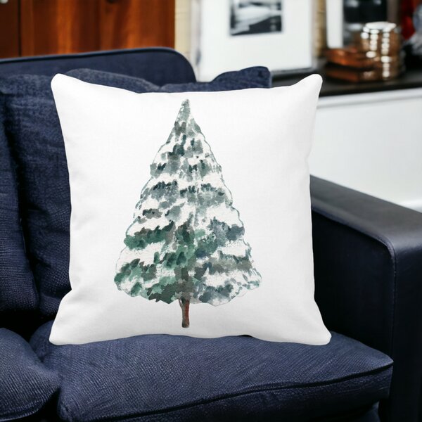 Perna Decorativa cu tematica de Craciun, Brad 2, 40x40 cm, Alba, Mata, Husa Detasabila, Burduf 14 Alba