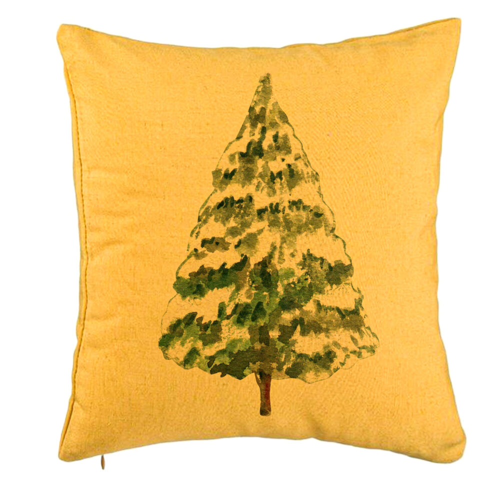 Perna Decorativa cu tematica de Craciun, Brad 2, 40x40 cm, Galben, Husa Detasabila, Burduf 5 Perna Decorativa cu tematica de Craciun